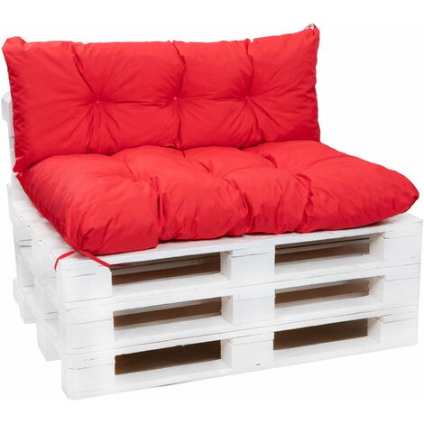 Set Coussins pour palettes, Assise 120 x 60 et Dossier 120 x 50cm, coussin palette extérieur Rouge, SETGARDEN (1/4)