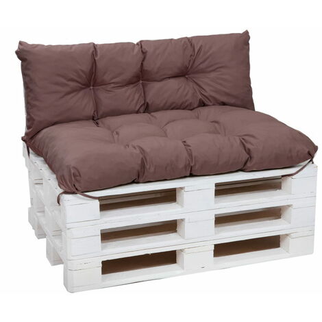 Set Coussins pour palettes, Assise 120 x 60 et Dossier 120 x 50cm, coussin palette extérieur Brun, SETGARDEN