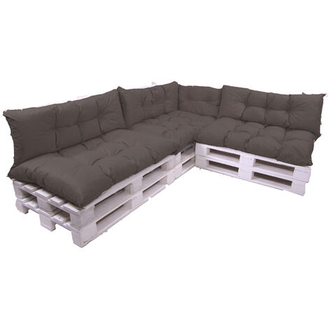 Setgarden – Set de 7 coussins pour palettes – 3 assises 120x60cm et 3 dossiers 120x40cm – Imperméables et résistants aux abrasions – Couleur anthracite