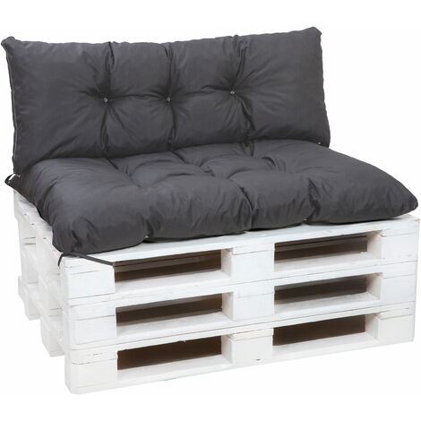 Set Coussins pour palettes, Assise 120 x 60 et Dossier 120  x 50cm, coussin palette extérieur Anthracite, SETGARDEN