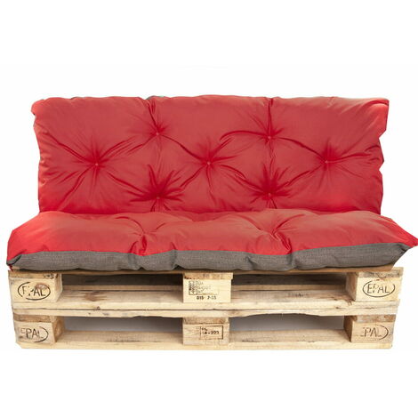 Coussins palettes 120x60 Assise et Dossier 120x60cm,coussin palette exterieur Rouge, coussins de palette, coussins de canapé de jardin