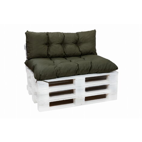 Set Coussins pour palettes, Assise 120 x 60 et Dossier 120 x 60cm, coussin palette in-extérieur Vert, SETGARDEN