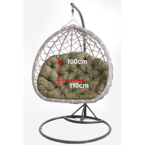 Coussins pour fauteuil berçant de jardin 110 x 100cm Coussin Fauteuil Suspendu Coussin fauteuil suspendu hamac Vert (1/2)