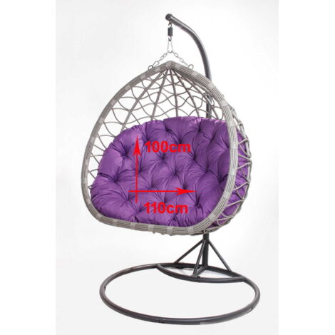 Coussins pour fauteuil berçant de jardin 110 x 100cm Coussin Fauteuil Suspendu Coussin fauteuil suspendu hamac Violet