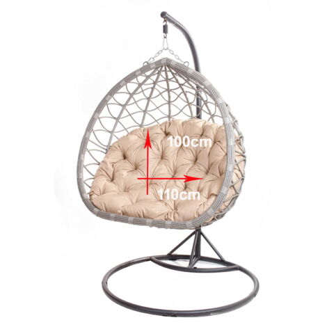 Coussins pour fauteuil berçant de jardin 110 x 100cm Coussin Fauteuil Suspendu Coussin fauteuil suspendu hamac Beige
