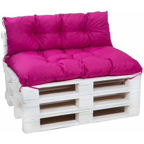 Set Coussins pour palettes, Assise 120 x 60 et Dossier 120 x 60cm, coussin palette in-extérieur Rose, SETGARDEN