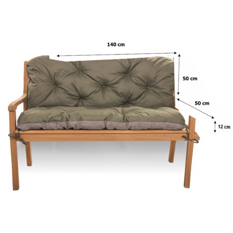Coussin De Banc Longueur 100x35 Cm - Housse En Lin, Rembourrage épais, 4 Sangles De Fixation, Pour Intérieur/extérieur, Lavable - 8