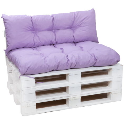 Set Coussins pour palettes, Assise 120 x 80 et Dossier 120  x 50cm, coussins canapé / coussin palette in-extérieur Violet clair, SETGARDEN