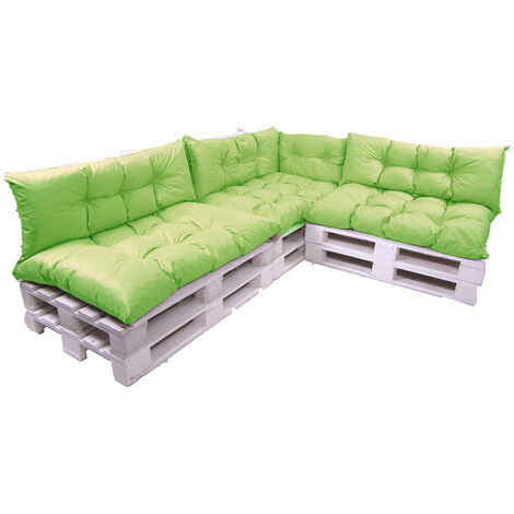 Set de 7 Coussins pour palettes, 3 x Assise 120x60 et Dossier 3x120x40cm Chaux, Canapé de Jardin / coussin palette in / extérieur, SETGARDEN