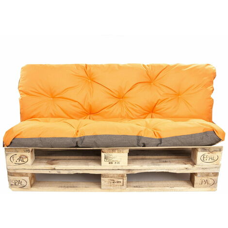 Coussins palettes 120x60 Assise et Dossier 120x60cm,coussin palette exterieur Orange, coussins de palette, coussins de canapé de jardin