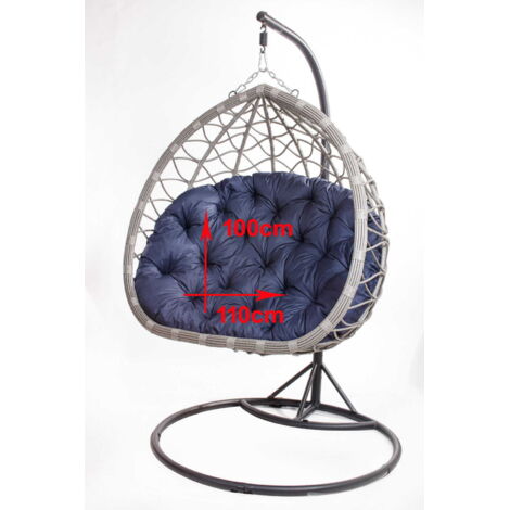 Coussins pour fauteuil berçant de jardin 110 x 100cm Coussin Fauteuil Suspendu Coussin fauteuil suspendu hamac Bleu foncé