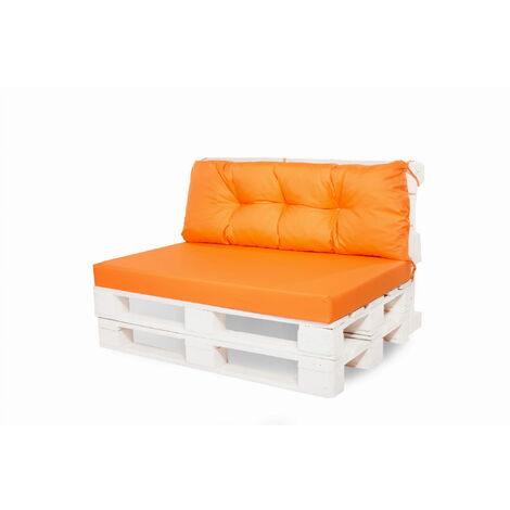 Coussin de palettes, Jeu de coussins de jardin  120x60 et Dossier 120x40cm Orange / coussin de palettes pas cher extérieures