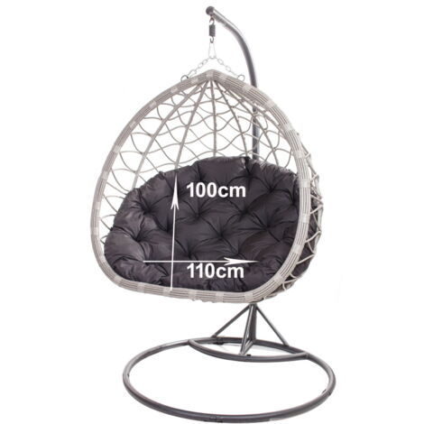 Coussins pour fauteuil berçant de jardin 110 x 100cm  Coussin Fauteuil Suspendu  Coussin fauteuil suspendu hamac Noir