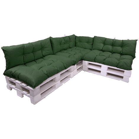 Setgarden – Set de 7 coussins palette 120x60 et 120x40 cm – Housse 100% polyester – Garnissage mousse polyuréthane – Fixation par attaches