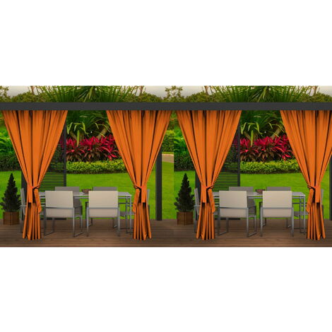 Rideaux D'extérieur 4x155x220cm Orange  Rideau pour Pergola Imperméable  Rideau Exterieur pour Terrasse Rideau Pare-Soleil pour Balcon