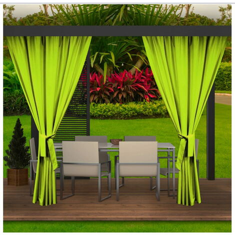 Rideaux d'extérieur pour pergola 2x 155x200cm Chaux Rideau pour Pergola Imperméable Rideau Exterieur pour Pare-Soleil pour Balcon