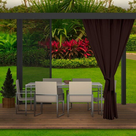 Rideaux D'extérieur 155x220cm Marron Rideau pour Pergola Imperméable Rideau Exterieur pour Terrasse Rideau Pare-Soleil pour Balcon