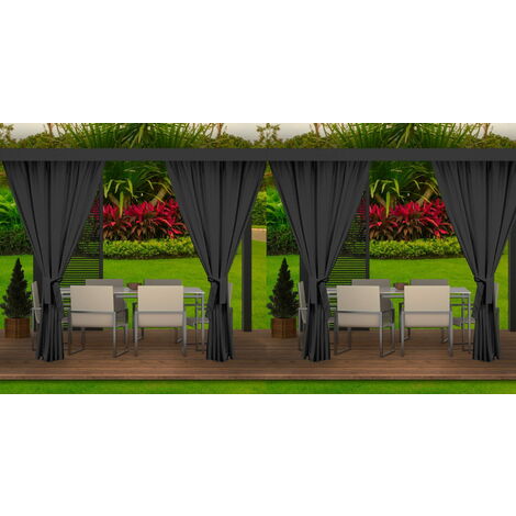 Rideaux d'extérieur pour terrasse 4x155x200cm Anthracite- Rideau pour Pergola Imperméable  Rideau Exterieur pour Terrasse Rideau Pare-Soleil pour Balcon