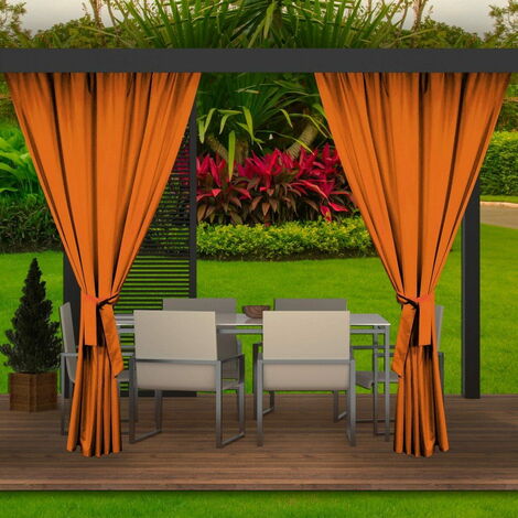 Rideaux D'extérieur pour Balcon 2x155x220cm Orange  Rideau pour Pergola Imperméable  Rideau Exterieur pour Terrasse Rideau Pare-Soleil pour Balcon