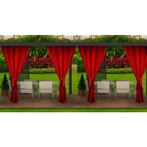 Rideaux d'extérieur pour terrasse 4x155x200cm Rouge- Rideau pour Pergola Imperméable Rideau Exterieur pour Terrasse Rideau Pare-Soleil pour Balcon