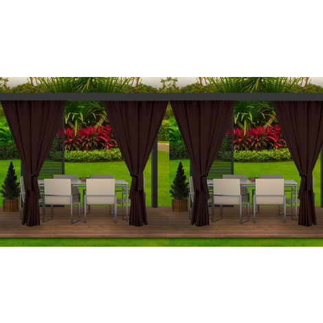 Rideaux D'extérieur 4x155x220cm Marron Rideau pour Pergola Imperméable Rideau Exterieur pour Terrasse Rideau Pare-Soleil pour Balcon