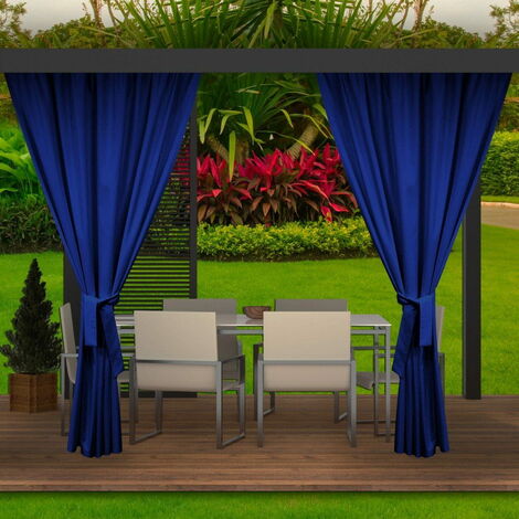 Rideaux D'extérieur pour Balcon 2x155x220cm Marine  Rideau pour Pergola Imperméable  Rideau Exterieur pour Terrasse Rideau Pare-Soleil pour Balcon