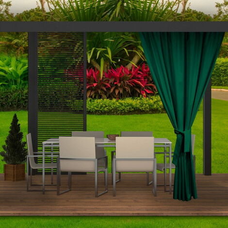 Rideaux D'extérieur 155x220cm Vert Rideau pour Pergola Imperméable Rideau Exterieur pour Terrasse Rideau Pare-Soleil pour Balcon