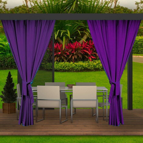 Rideaux D'extérieur Violet  Rideau 2x155x240cm Rideau pour Pergola Imperméable  Rideau Exterieur pour Terrasse Rideau Pare-Soleil pour Balcon (1/3)