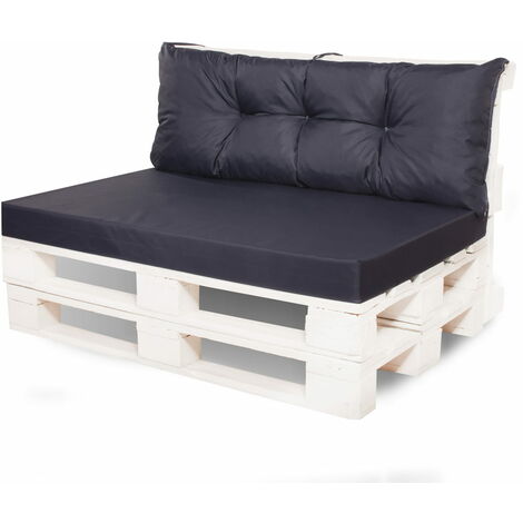 Coussin de palettes, Jeu de coussins de jardin  120x60 et Dossier 120x40cm Noir / coussin de palettes pas cher extérieures