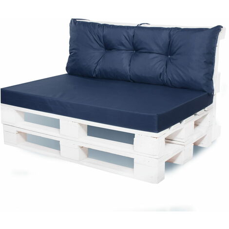 Coussin de palettes, Jeu de coussins de jardin  120x60 et Dossier 120x40cm bleu foncé / coussin de palettes pas cher extérieures