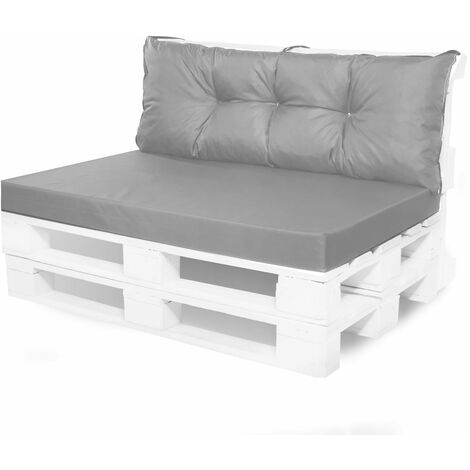 Coussin de palettes, Jeu de coussins de jardin 120x80 et Dossier 120x50cm Gris / Coussin pour palettes europe extérieures (1/3)