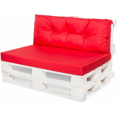 Coussin de palettes, Jeu de coussins de jardin 120x60 et Dossier 120x40cm Rouge / coussin de palettes pas cher extérieures