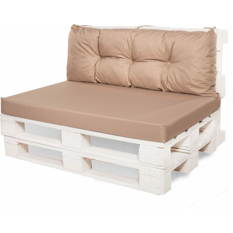 Setgarden – Coussin palette 120x60 cm et dossier 120x40 cm – Housse en polyester beige – Remplissage mousse de polyester – Lavable jusqu'à 30°C