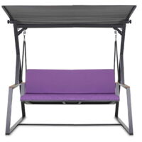 Coussin pour balançoire de jardin Violet 110x60x50 cm avec housse amovible, coussin pour balancelle 2 places
