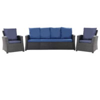 Set coussins pour salon de jardin résine tressée 5 places, coussins pour canapé 140x50x7cm Marine, coussins pour fauteuil de jardin 2x50x56cm