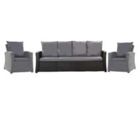 Set coussins pour salon de jardin résine tressée 5 places, coussins pour canapé 140x60x7cm, coussins pour fauteuil de jardin 2x50x56cm Anthracite