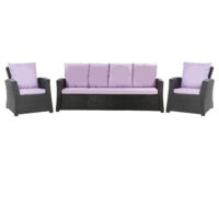 Lot coussins pour salon de jardin résine tressée 5 personnes, coussins pour canapé 160x50x7cm Violet, coussins pour fauteuil de jardin 2x50x56cm