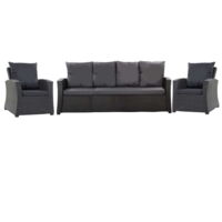 Lot coussins pour salon de jardin résine tressée 5 personnes, coussins pour canapé 160x60x7cm, coussins pour fauteuil de jardin 2x50x56cm Noirs