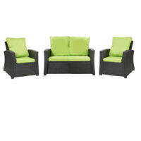 Set coussins pour salon de jardin résine tressée 4 places, coussins pour canapé 130x60x7cm Citron, coussins pour fauteuil de jardin 2x50x56cm