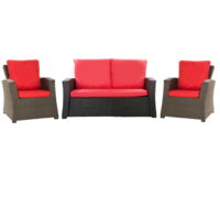 Set coussins pour salon de jardin résine tressée 4 personnes, coussins pour canapé 100x50x7cm, coussins pour fauteuil de jardin 2x50x56cm Rouge