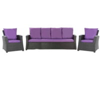 Set coussins pour salon de jardin résine tressée 5 personnes, coussins pour canapé 150x50x7cm, coussins pour fauteuil de jardin 2x50x56cm Violet
