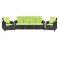 Lot coussins pour salon de jardin résine tressée 5 personnes, coussins pour canapé 160x50x7cm Citron, coussins pour fauteuil de jardin 2x50x56cm