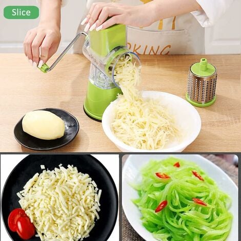 Héloise Râpe à légumes manuelle rotative avec 3 lames rotatives en acier  inoxydable pour fromage et