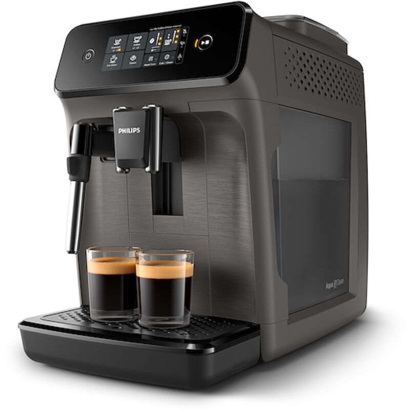 Hisense, HESCM15DBK Machine à Expresso Manuelle Moulue et Compatible avec les Dosettes ESE 44mm, Mousseur à Lait Automatique et Manuel, Pression 15 Bar, Écran Tactile, 1100W, Argent, 27,4 x 30 x 27,2