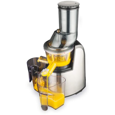 MACOM Just Kitchen 859 Perfect Juice Estrattore di Succo a Freddo e a lenta Rotazione per Frutta e Verdura, 150 W, Acciaio Inossidabile, Argento, 1 Liter, Grigio Nero