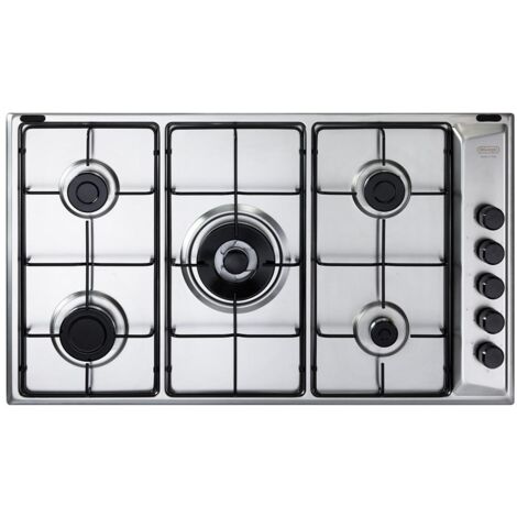 Delonghi fla 59 dd piano cottura 90 cm in acciaio inox, 5 bruciatori gas , griglie in acciaio smaltato