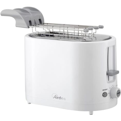 Ardes ARTOAST01 TOSTO SLEEK Tostapane con Pinze per Toast Farciti 7 Livelli di Doratura 750W Bianco