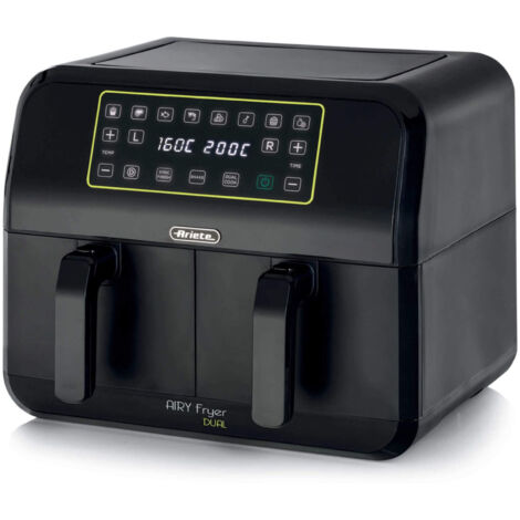 Ariete 4623 Airy Fryer Dual Friggitrice ad Aria con Doppio Cestello 1700 W 8L Multi Funzione Nero