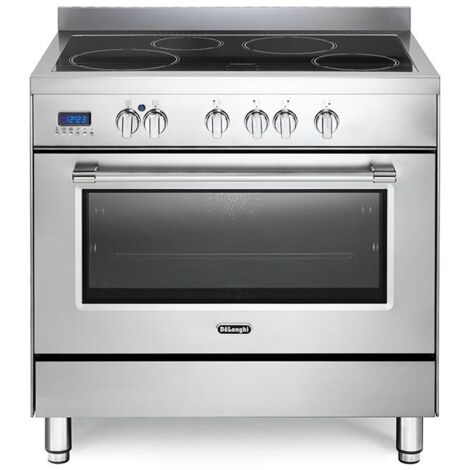 De Longhi PRO 96 MX IN ED Linea Professional Cucina a Gas Libera Installazione Forno Elettrico 4 Fuochi Classe energetica A Programmatore Elettronico 9 Funzioni 90 cm Acciaio Inox