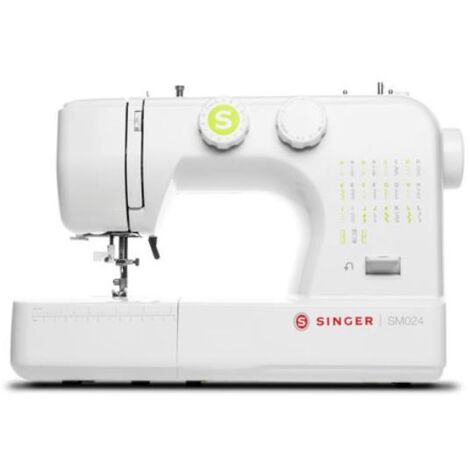 SINGER SM024 Macchina da Cucire Elettrica a 24 Punti con Asola, Design Bianco e Verde